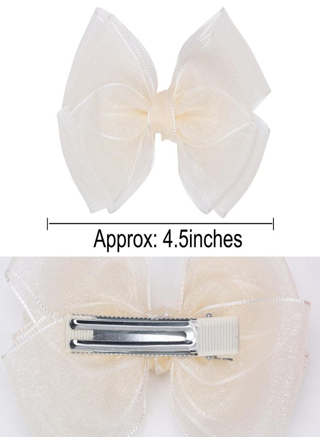 Zolyco 4.5-Inch Hair Bows Organza Alligator Clips Delicate Double Luster Sheer Mesh Hair Accessories for Girls, Toddler, Kids and Women Birthday Wedding Christmas Occasions- Set of 2 - Image 4